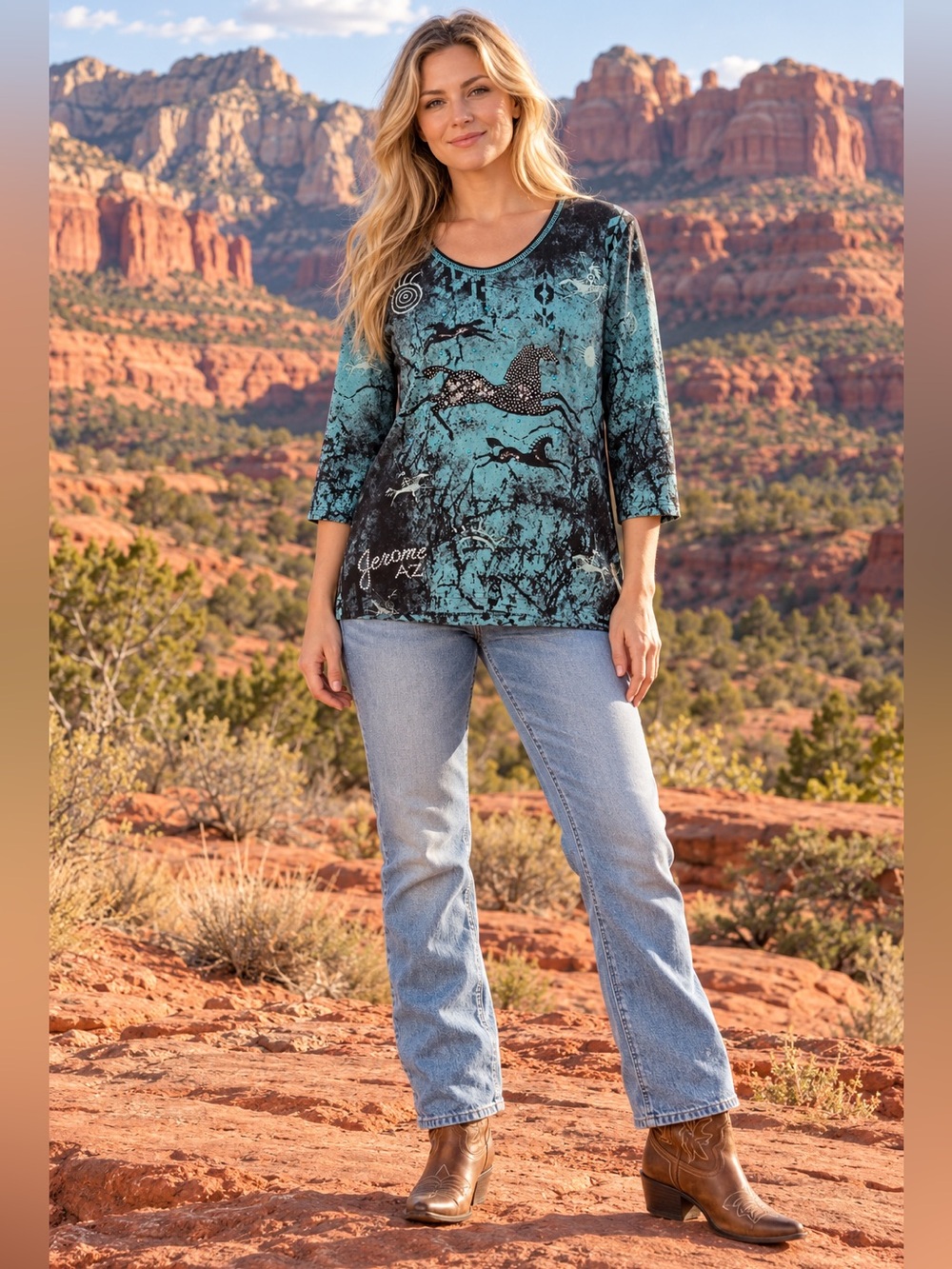 Cactus Bay Apparel Embellished Horse Top – Size M
